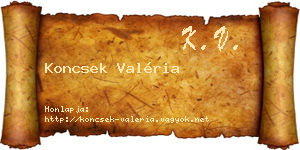 Koncsek Valéria névjegykártya